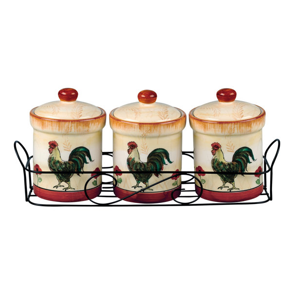 Lorren Home Trends Rooster Spice 3 Piece Kitchen Canister Set Reviews   Rooster Spice 3 Piece Kitchen Canister Set 